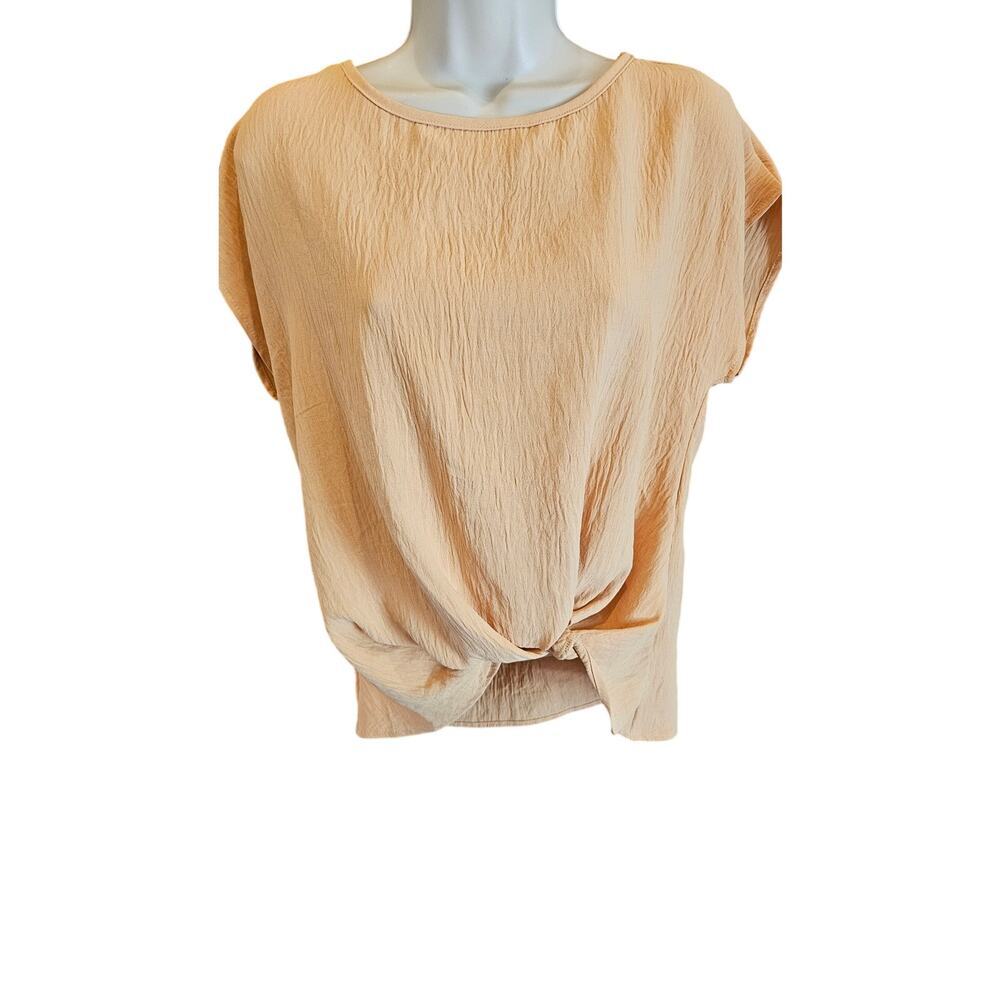 NWT Six Fifty yellow crinkle knot front sz small short sleeve oversized summer